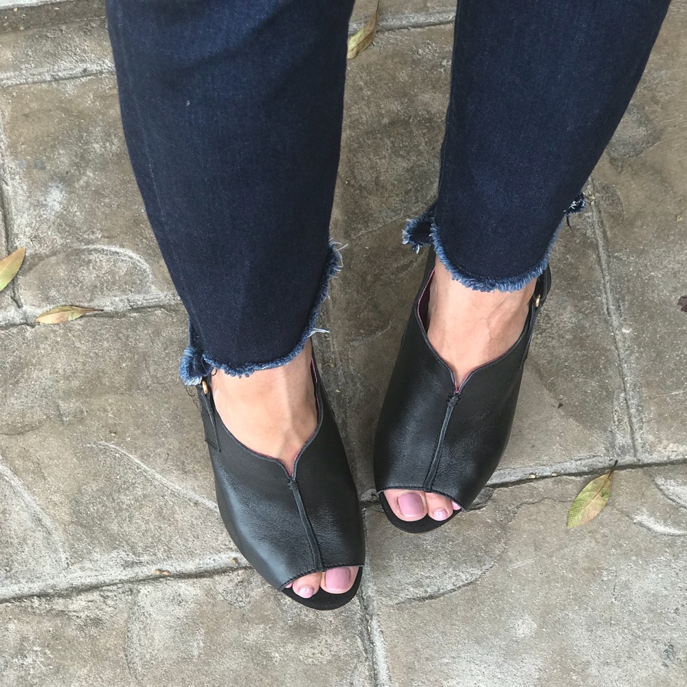 Crafted in Italy Wooden Slingback Leather Platform - Picture 7 of 7